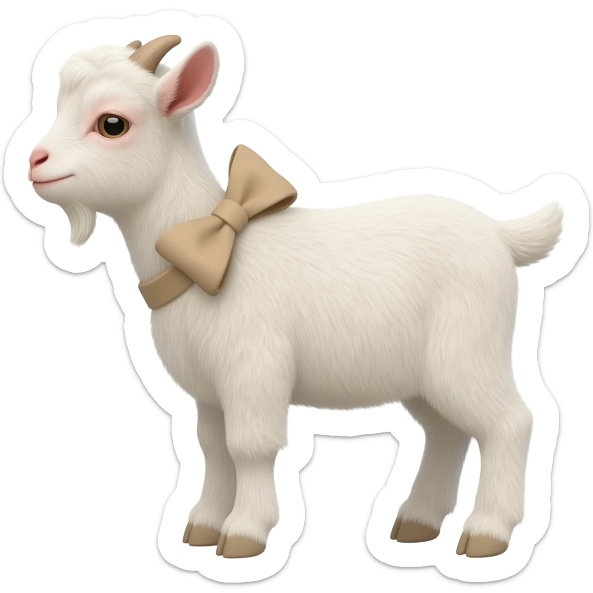 cute goat with a beige bow sticker