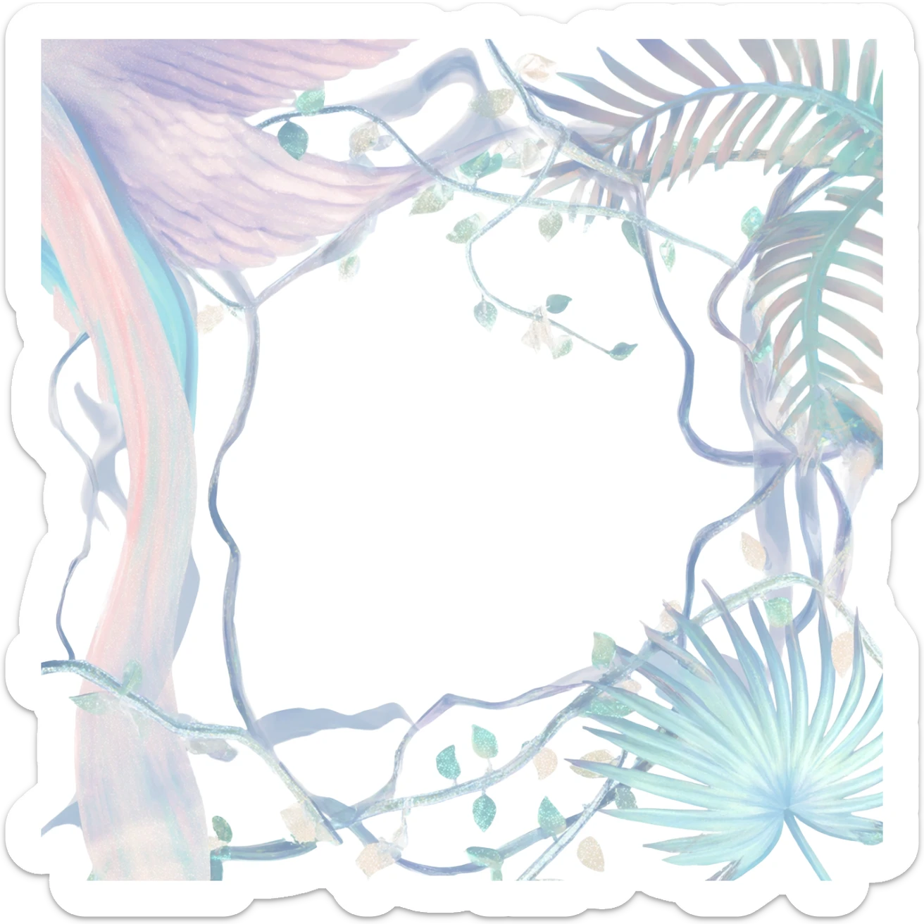 White marble dreamy divine godly angelic vines palm leaves tropical pastels glittery shiny aesthetic epic beautiful pretty scene scenery full picture  sticker