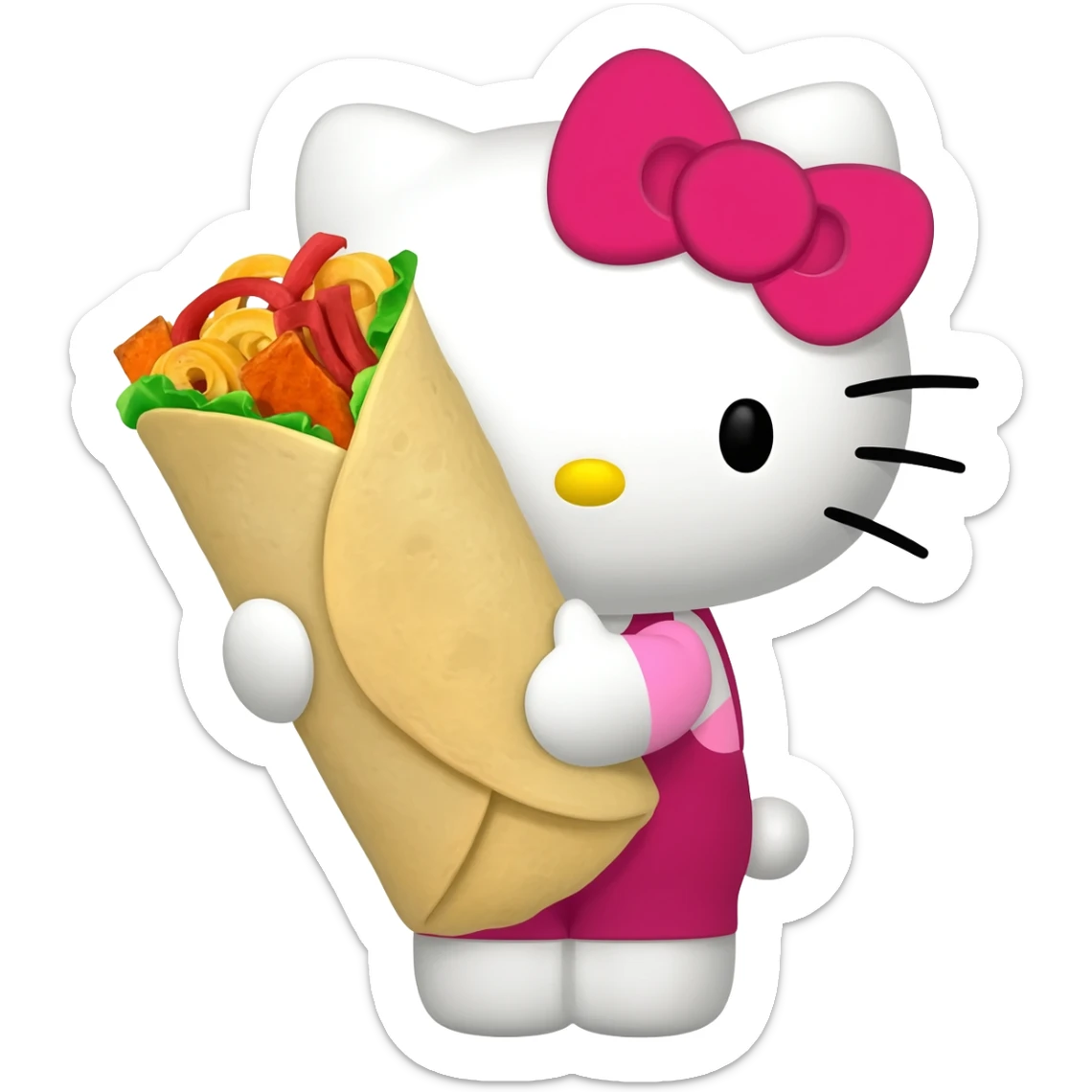 hello kitty with a burrito sticker