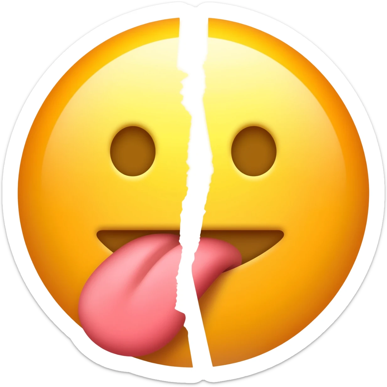 tongue emoji split down the middle sticker