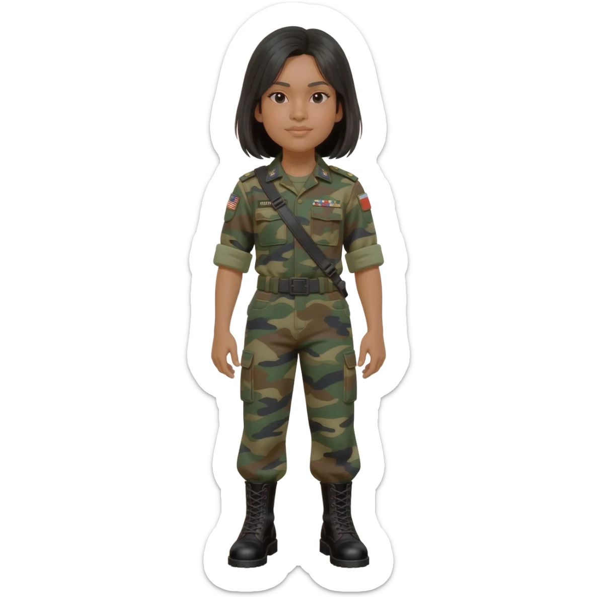 Filipino female soldier bdu 1990s with black combat boots without wearing bandolier sticker
