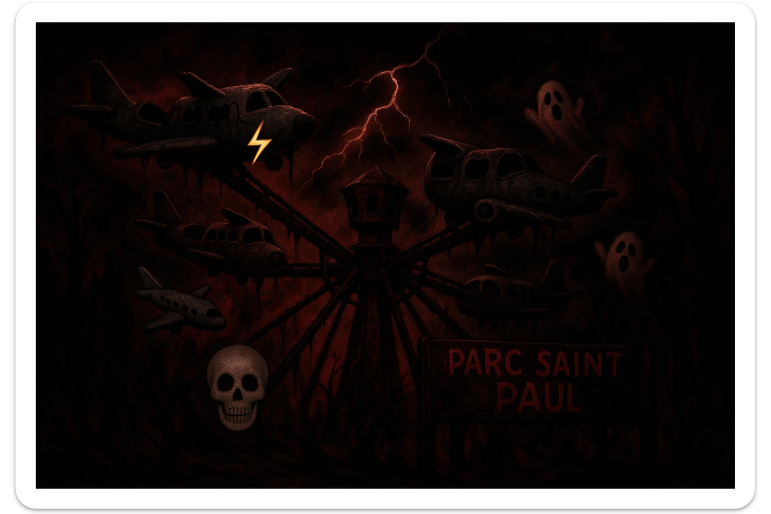 Avions manege du parc saint paul en emoji  rajoute et garde aspect terrifiante  sticker