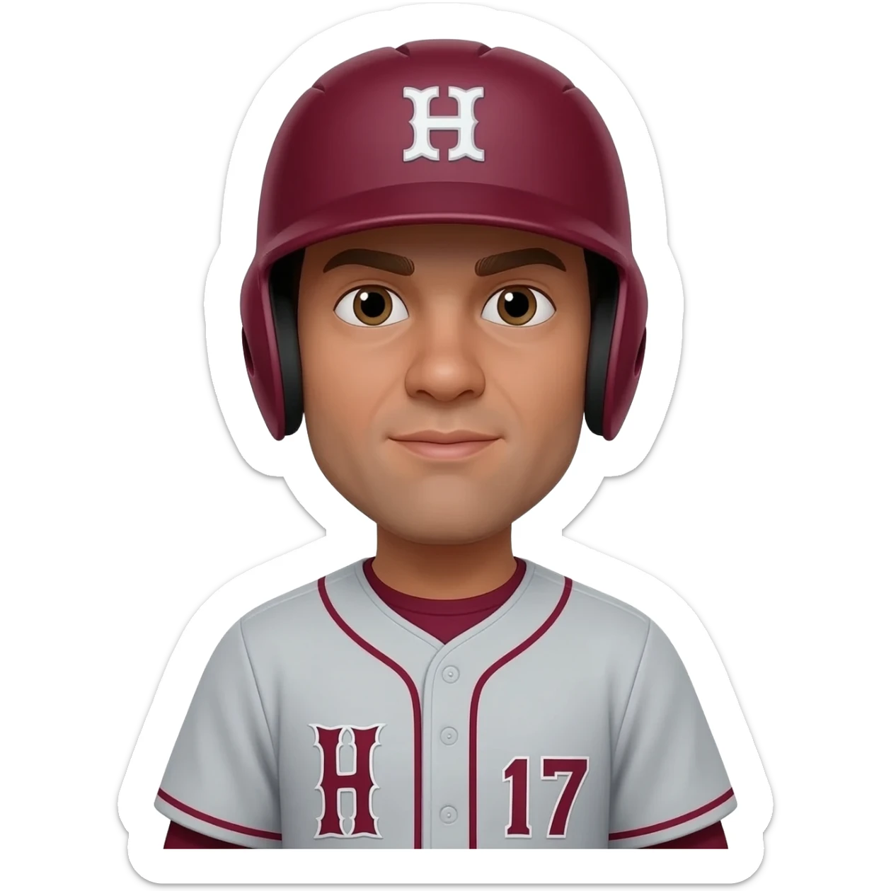 Maroon and gray Letter H number 17 baseball player sticker