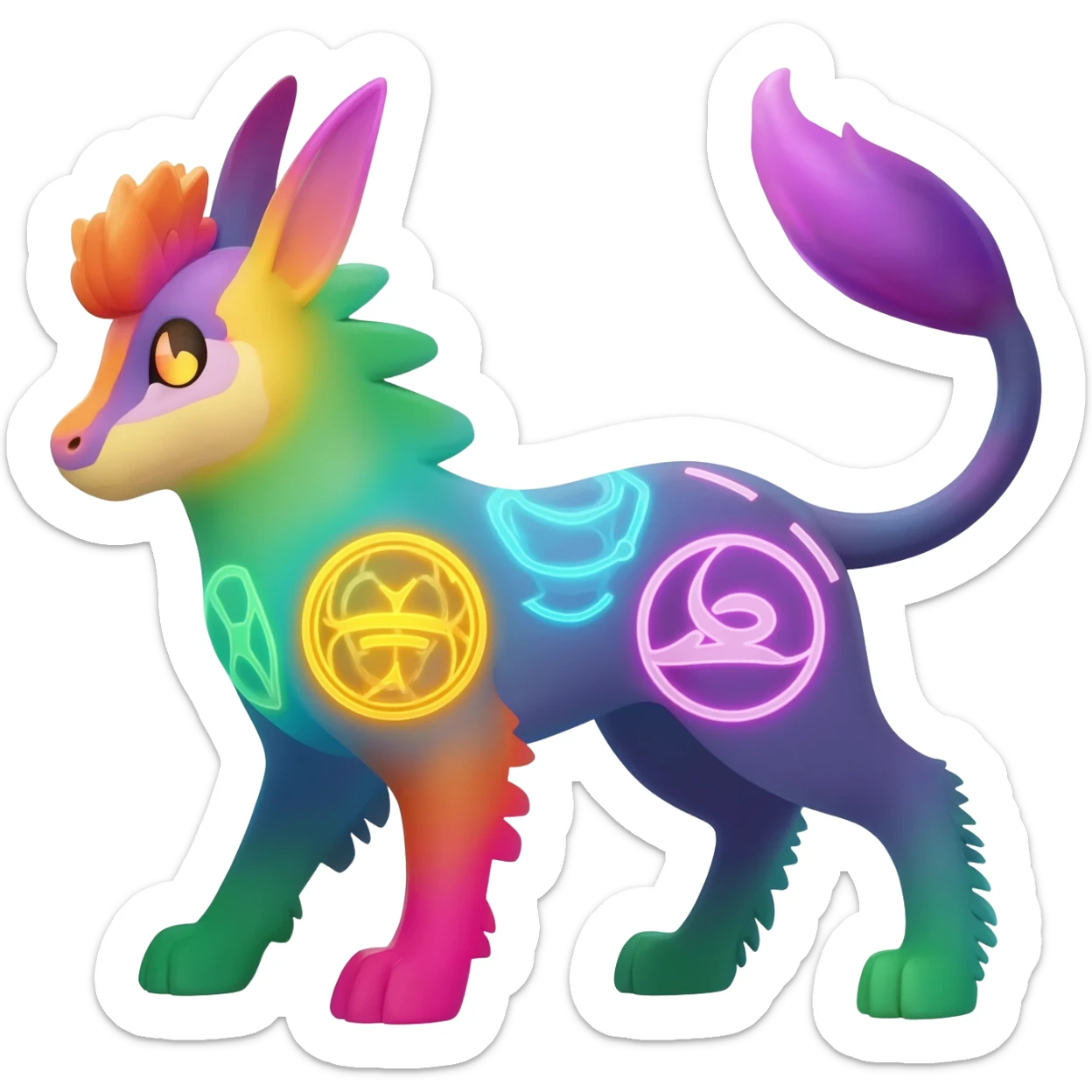 Elemental magical colorful exotic animesque Pokémon-Fakémon-animal-creature sticker