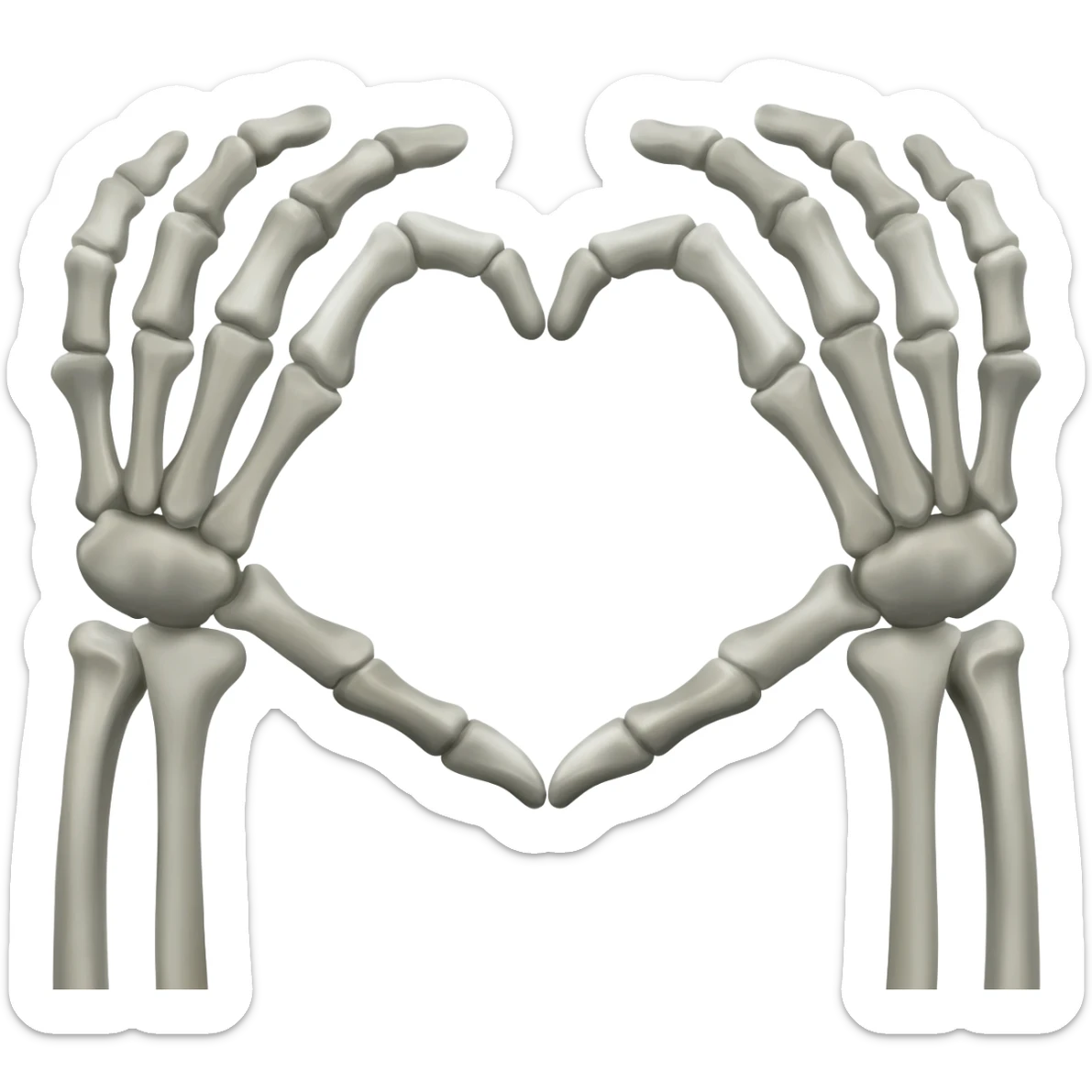 A skeletons hands shaped as a heart sticker