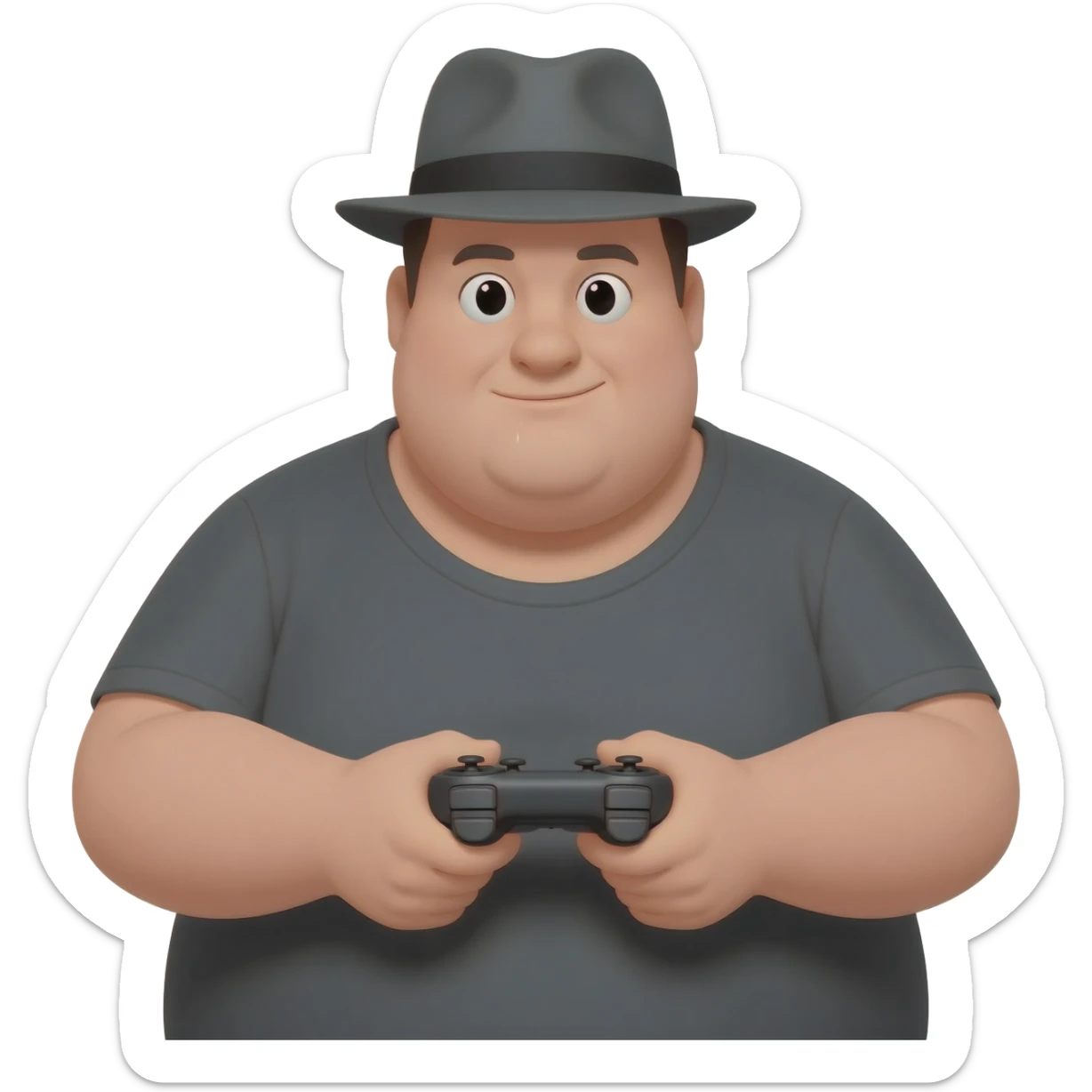 morbidly obese guy holding a controler and wearing a fedora sticker