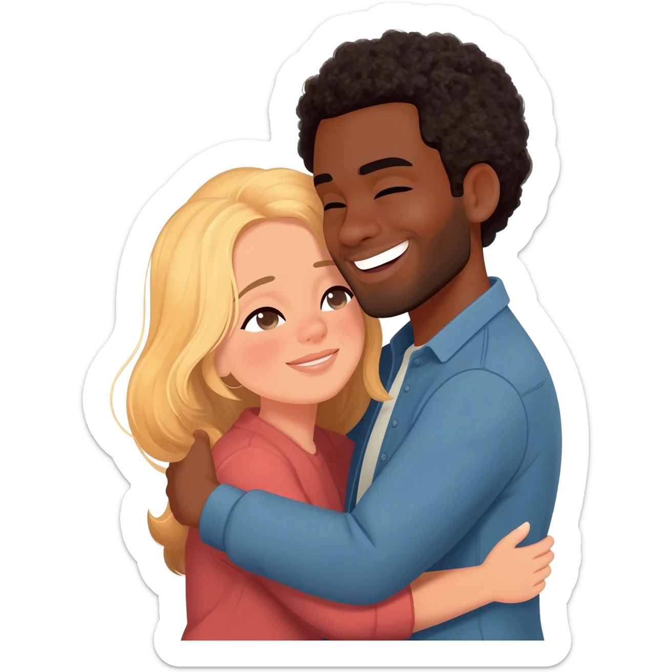 Black man hugging blonde woman white woman sticker