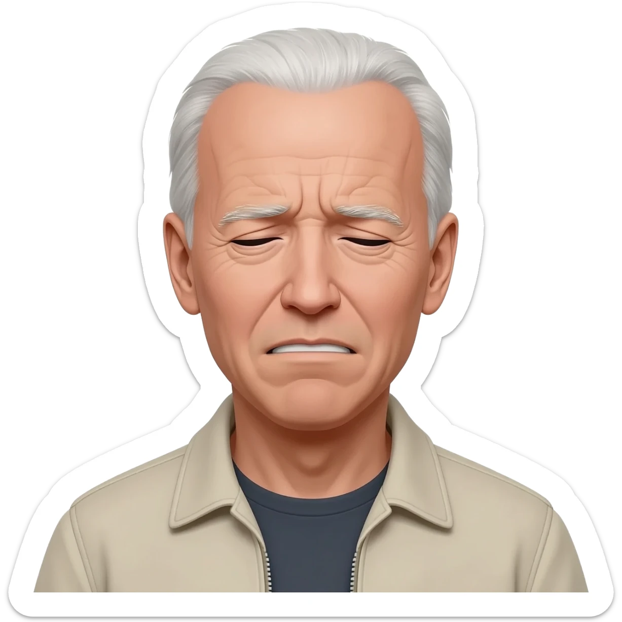 Joe Biden looking sleepy and old in a realistic life like style sticker