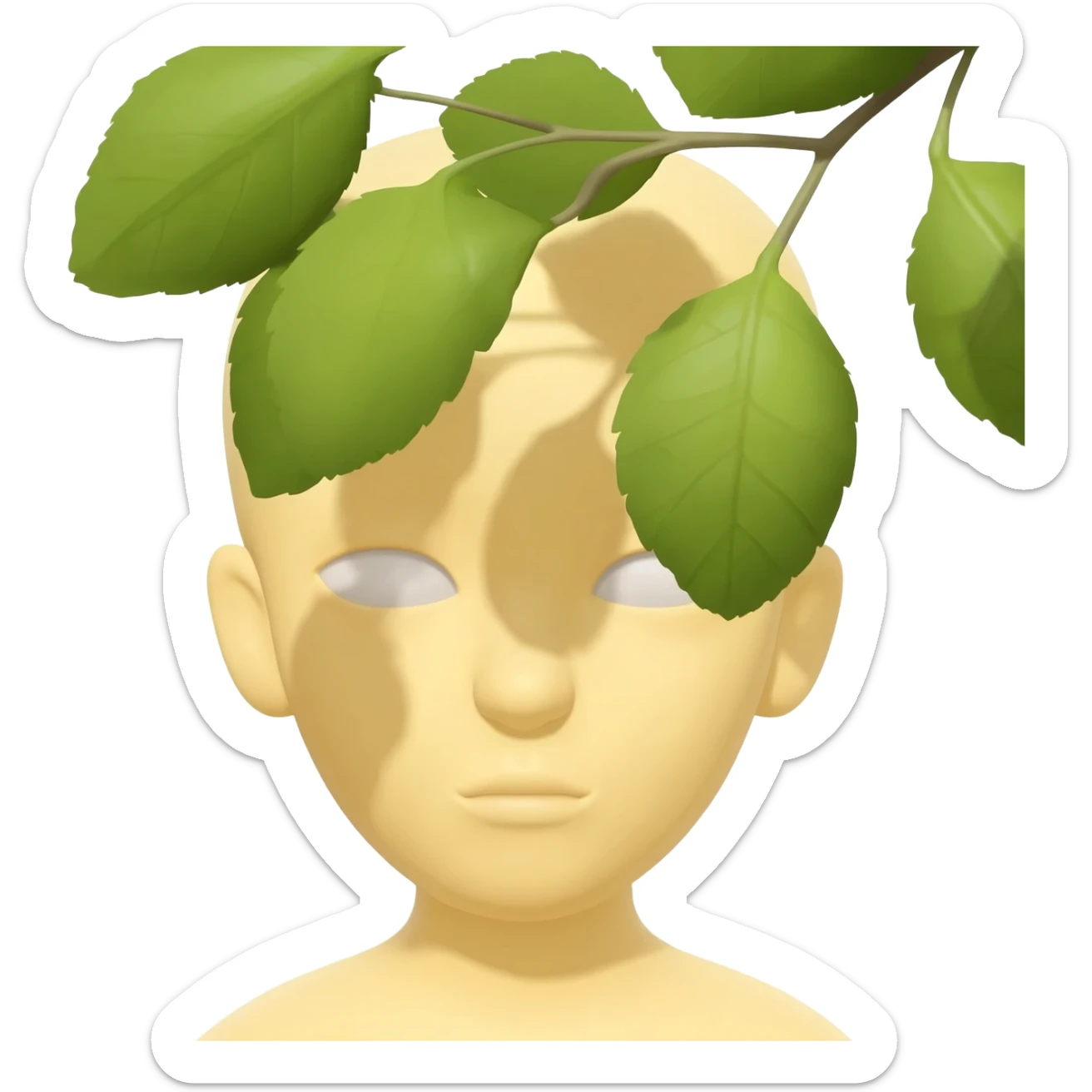 Yellow emoji face with Innocent eyes while hiding behind a tree and peeking out from behind can only see half of the eyes and forehead sticker