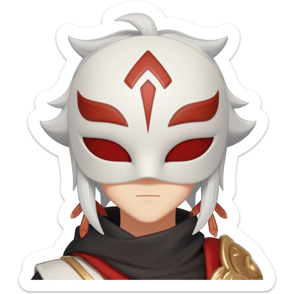 Hilichurl (from Genshin Impact) (with a white mask with red tribal markings on it)  sticker