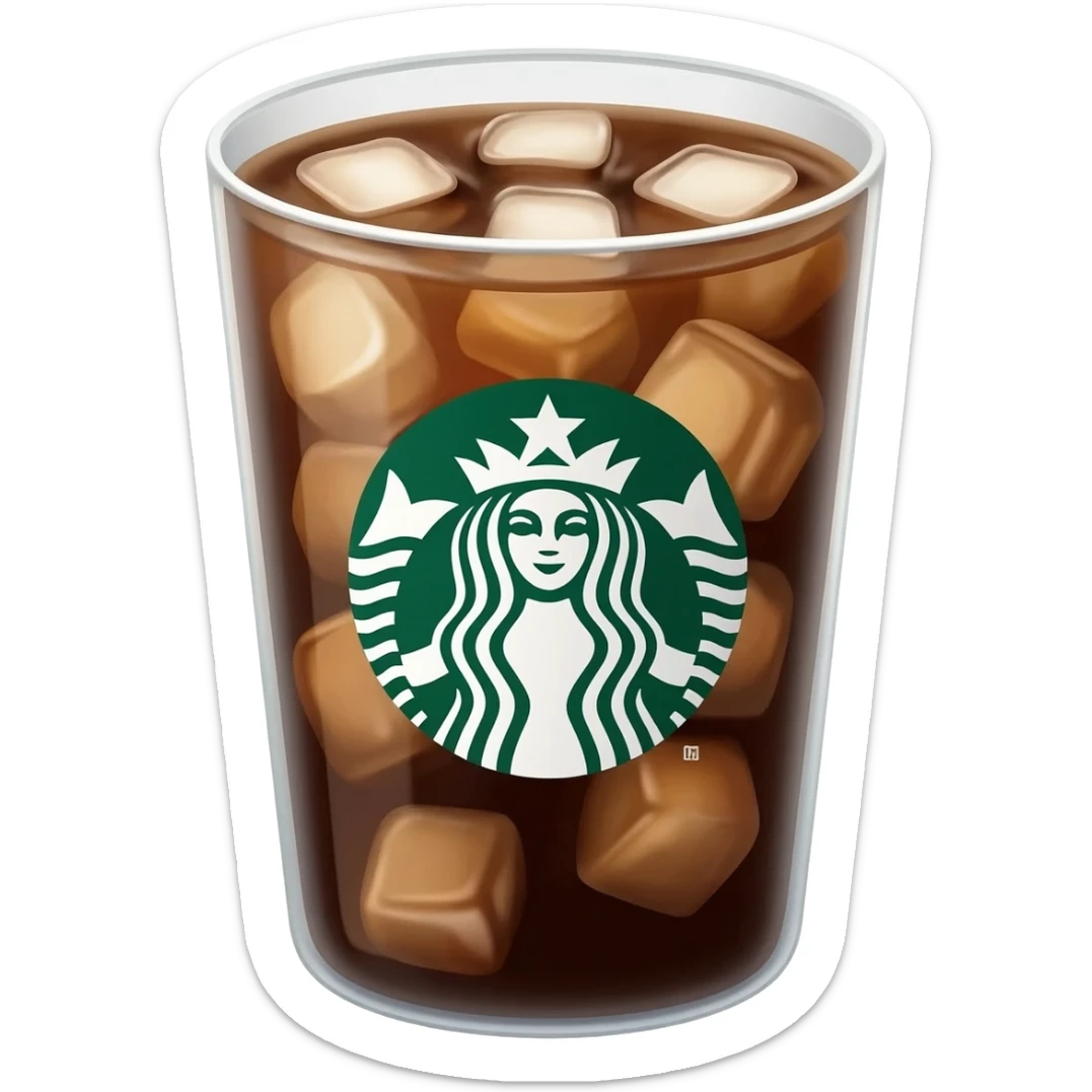 Starbuck ice coffee with ice cubes sticker