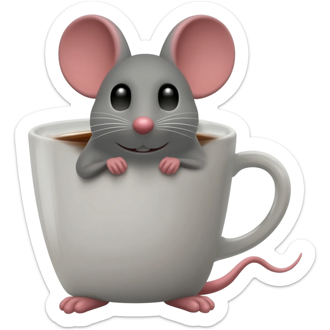 Mouse in a coffee sticker