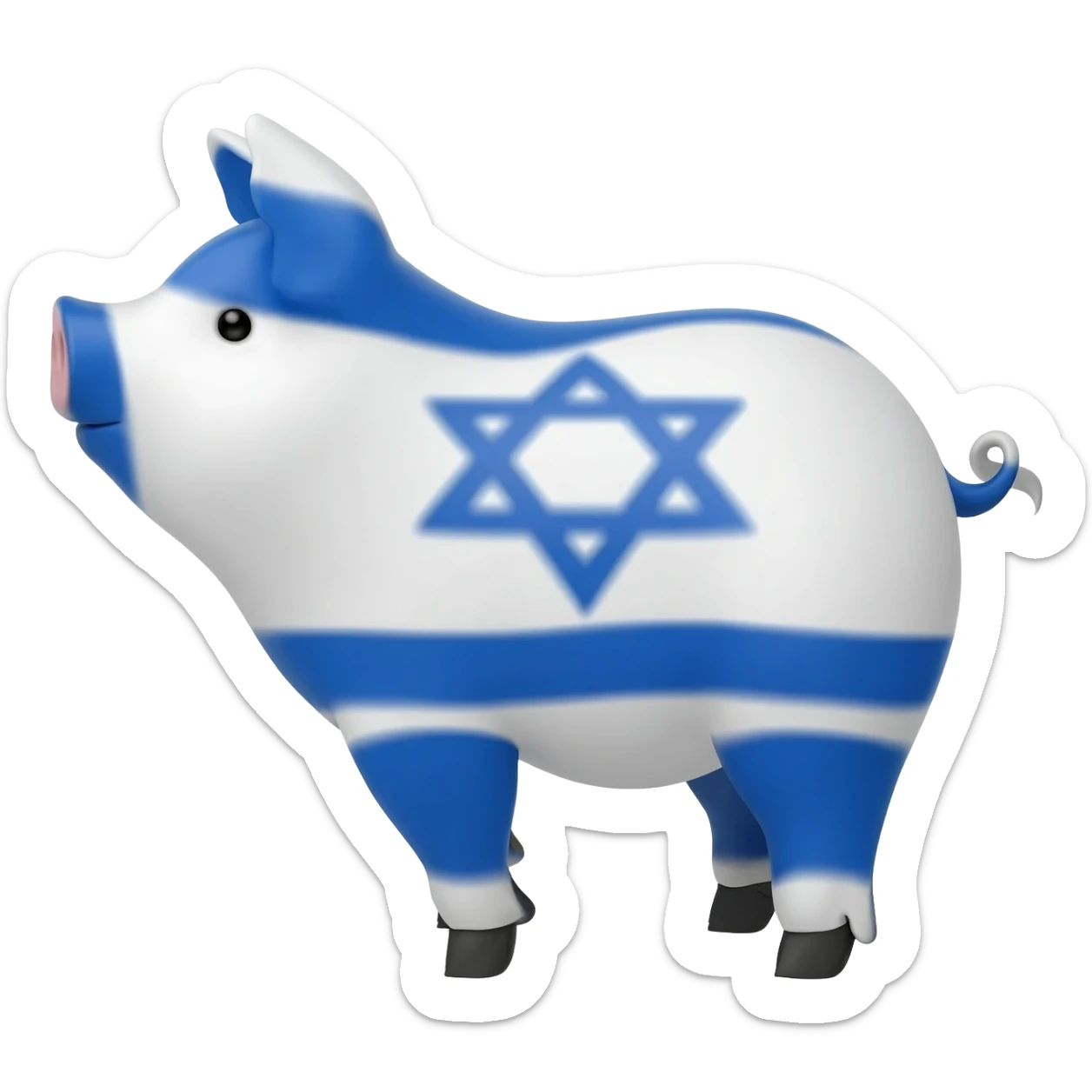 A pig with the colors of Israel  sticker