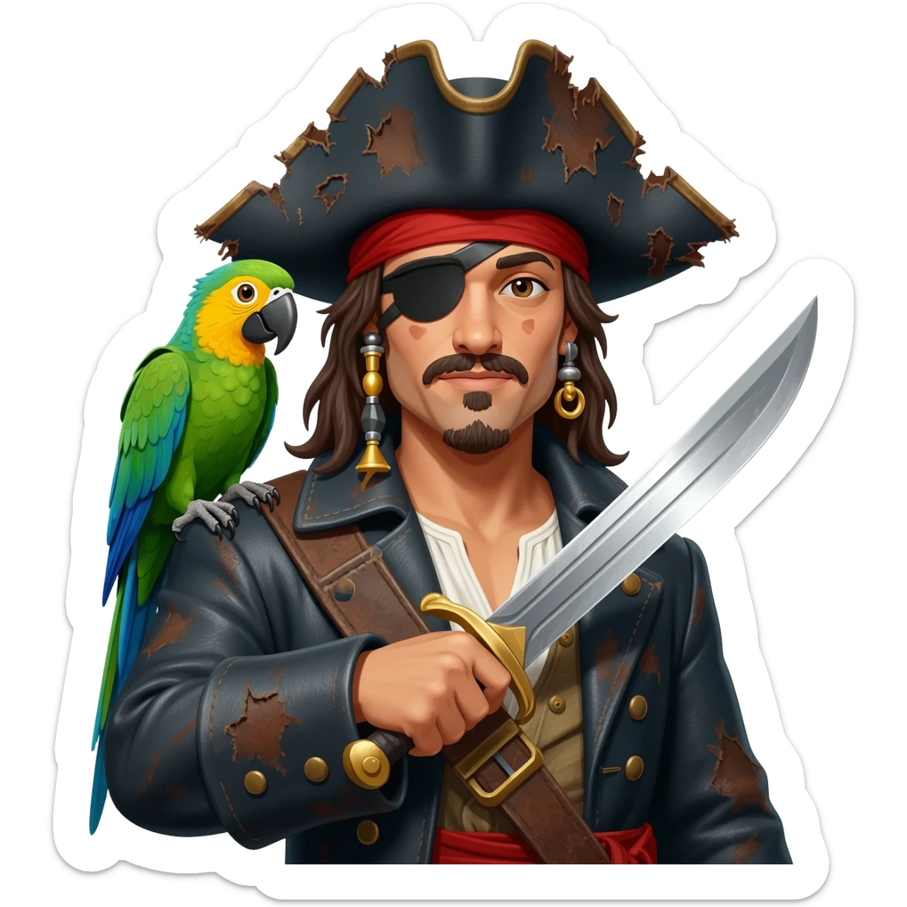pirate and parrot sticker