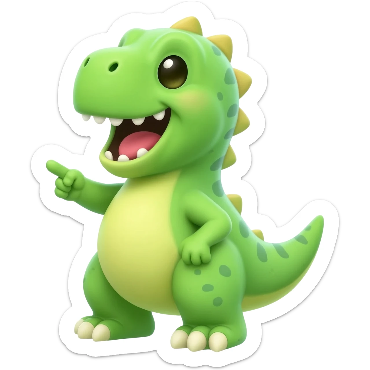 baby dinosaur pointing finger at you but also laughing sticker