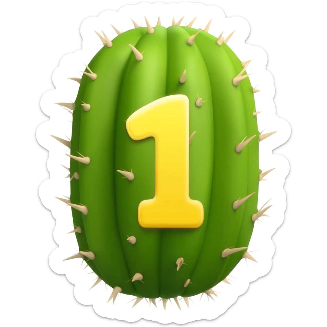 a catcus with a number 1 yellow badge sticker