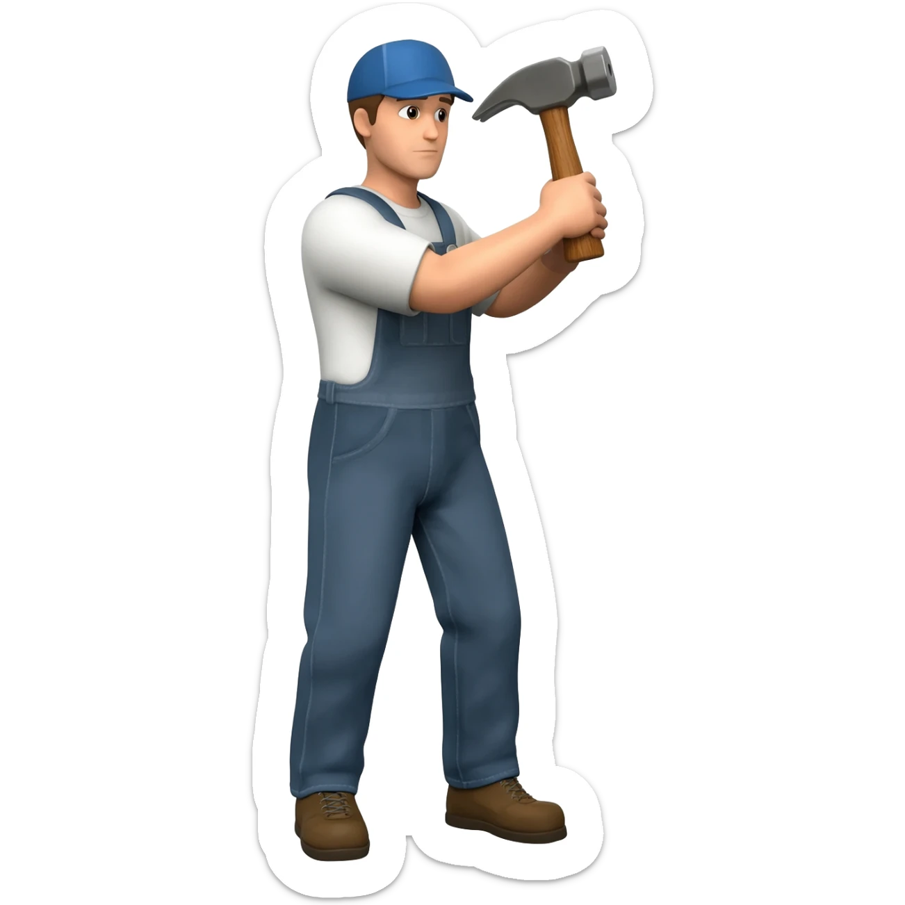 A man hammering sticker
