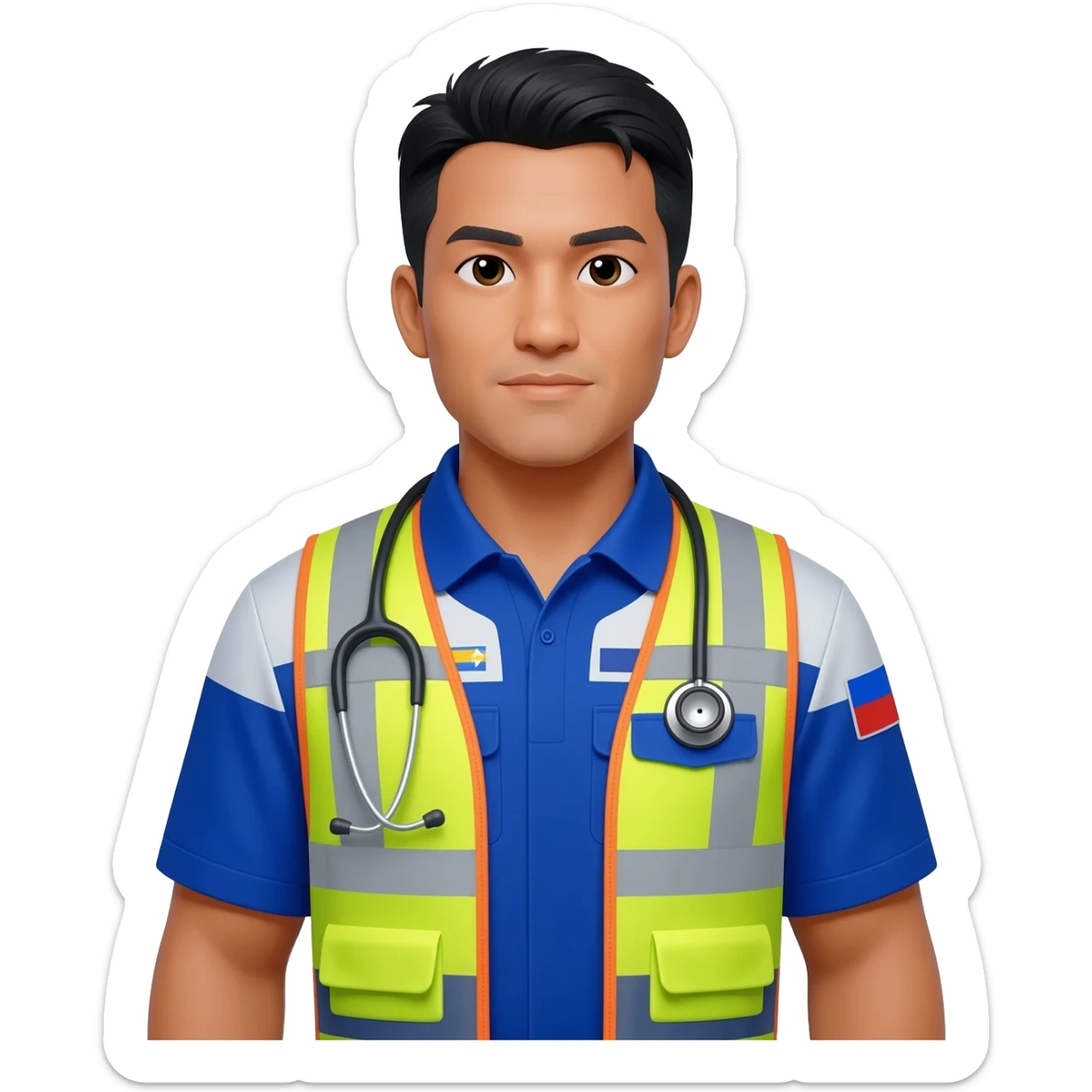 Filipino man paramedic uniform sticker