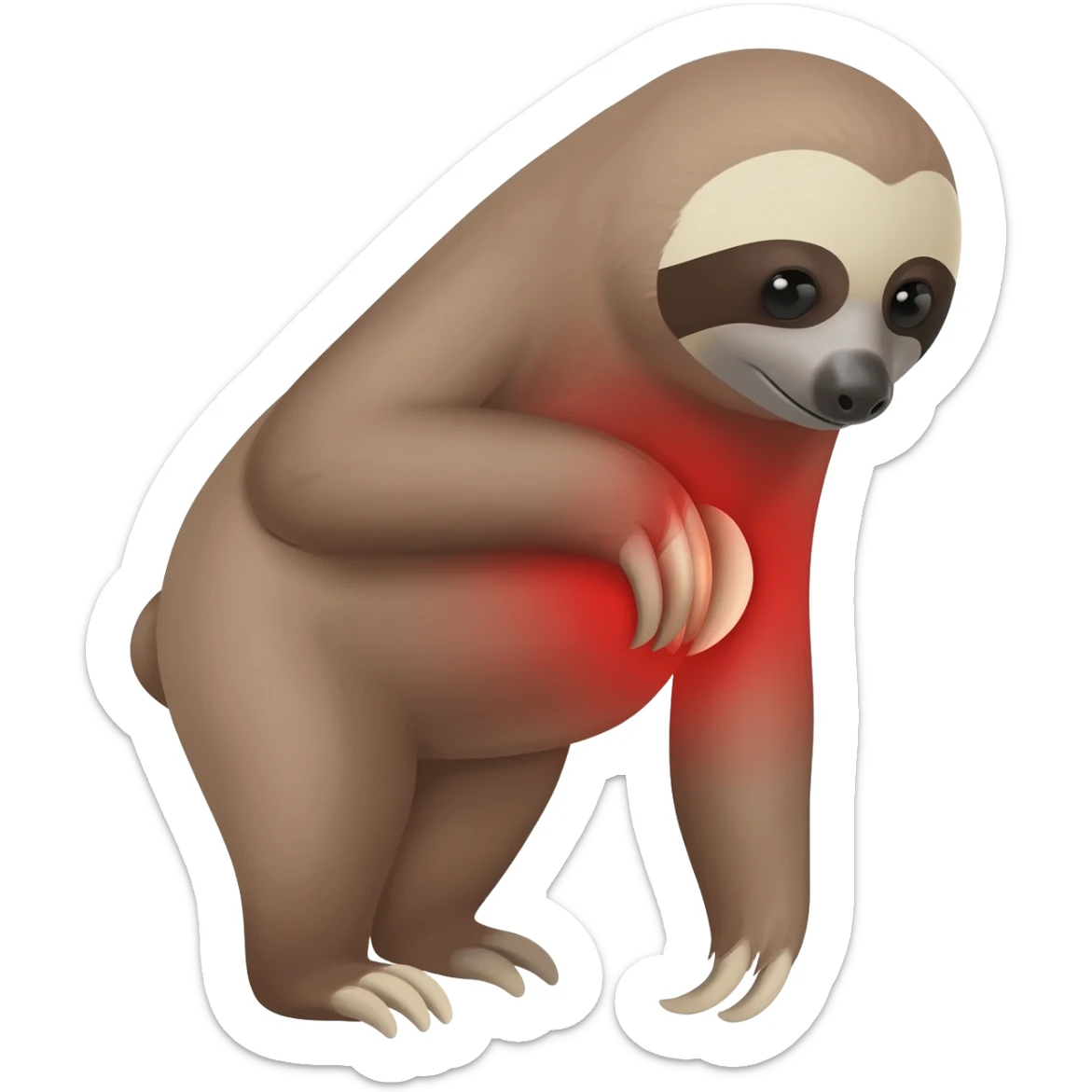 A sloth having period pain sticker
