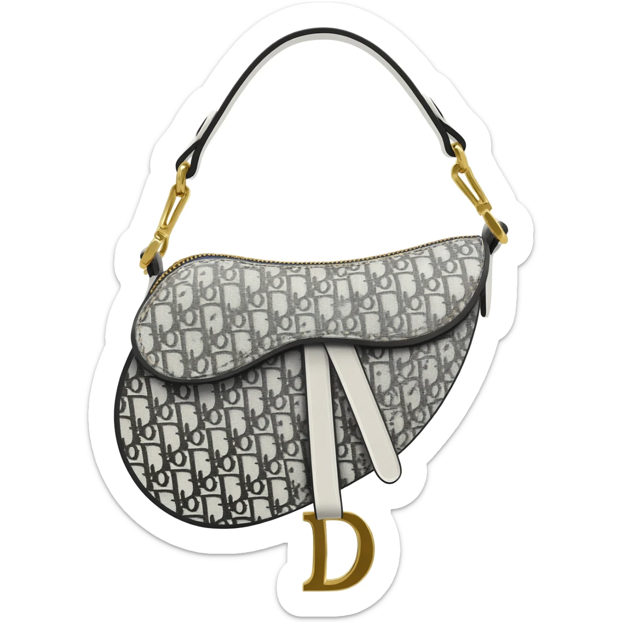 white dior printed saddle bag sticker