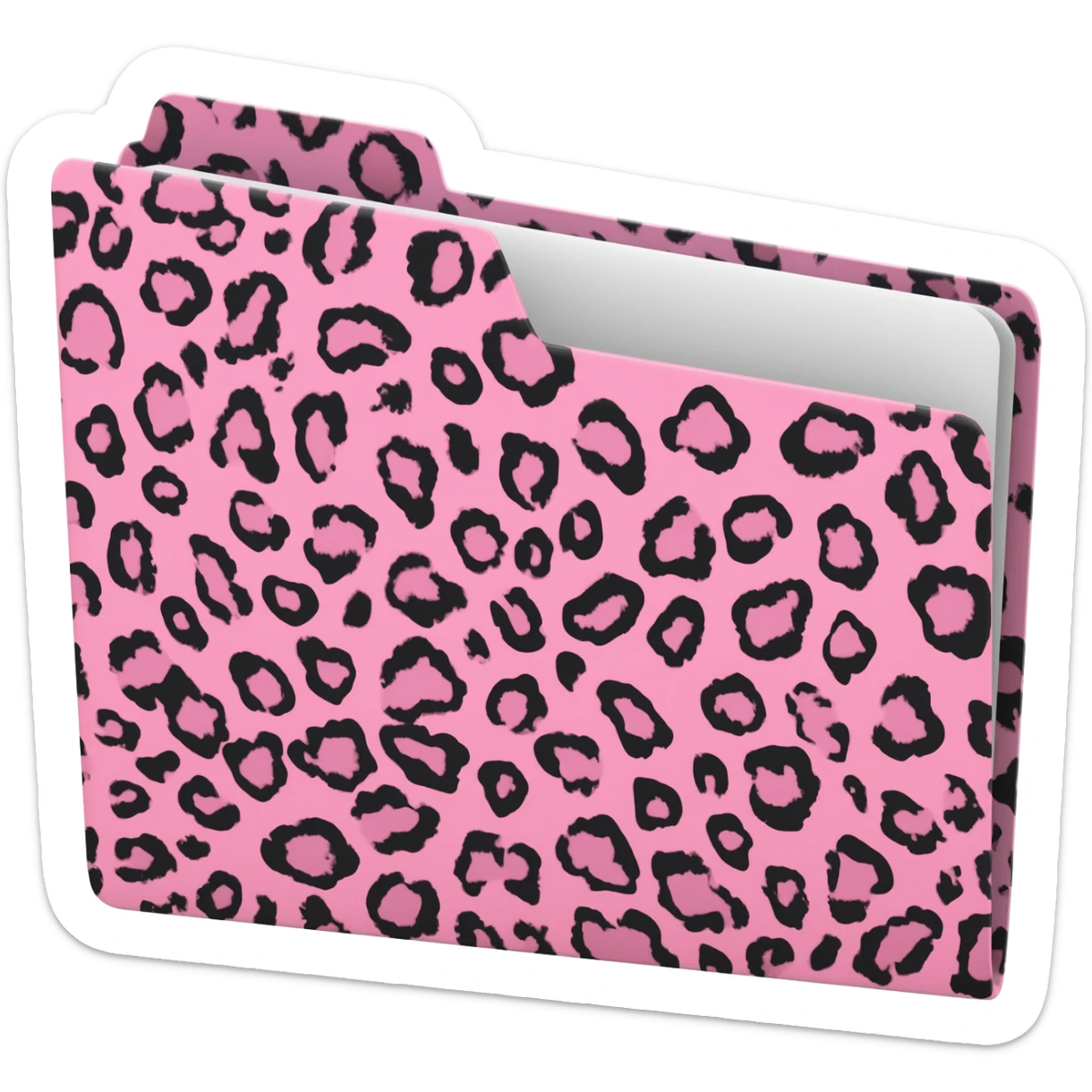 light pink black cheetah print file folder sticker
