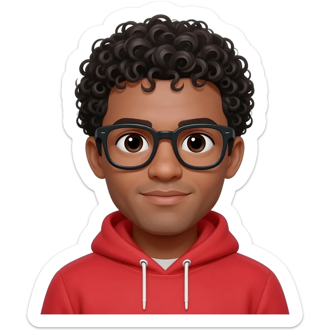 This man with red hoodie on with glasses and Curly Hair. sticker