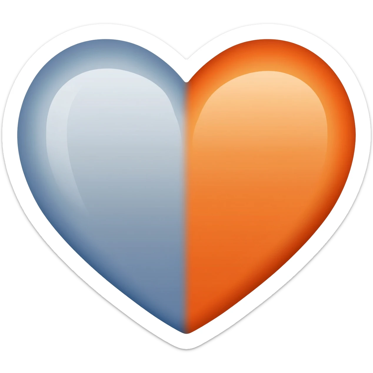 Left half orange heart left half blue heart sticker
