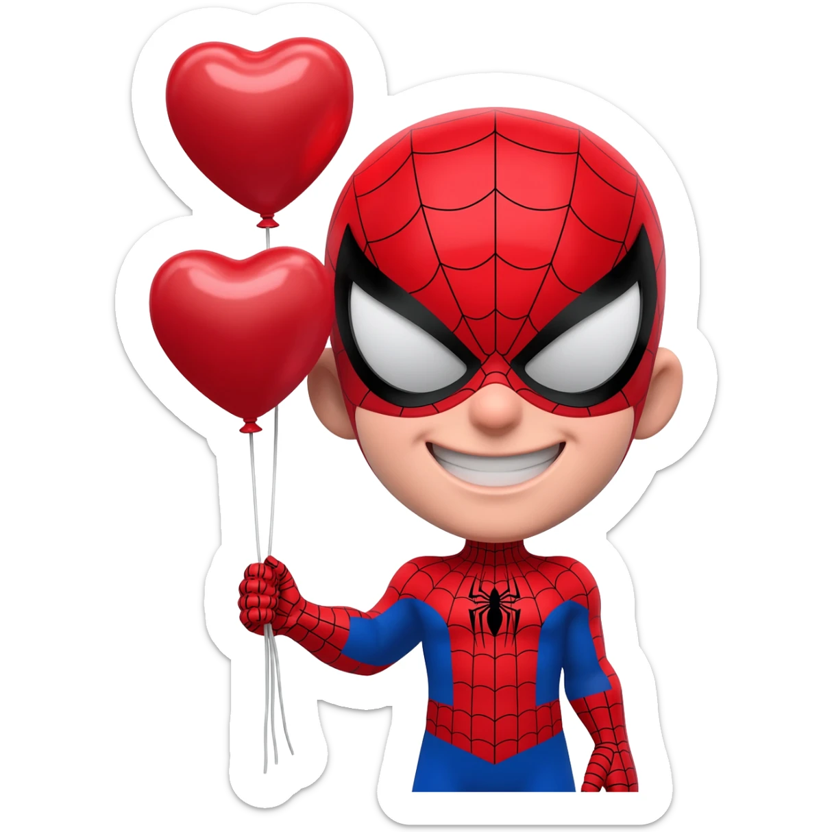spiderman holding baloon hearts sticker