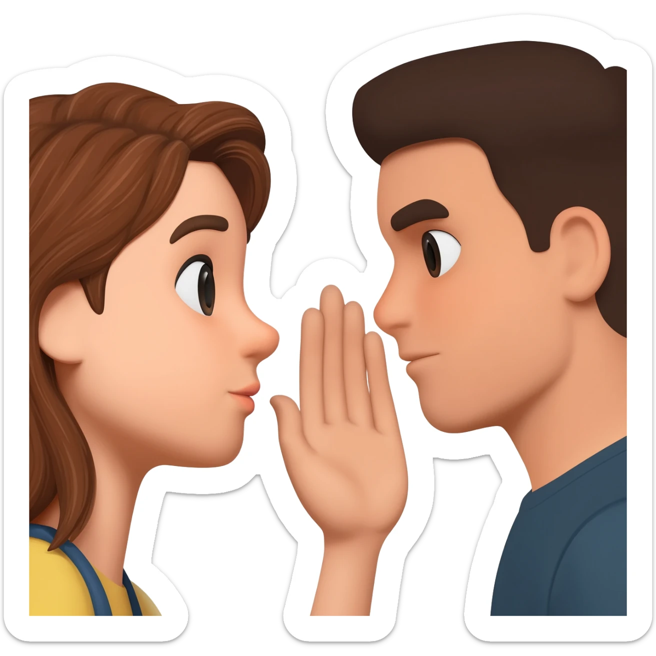 whispering in ear sticker