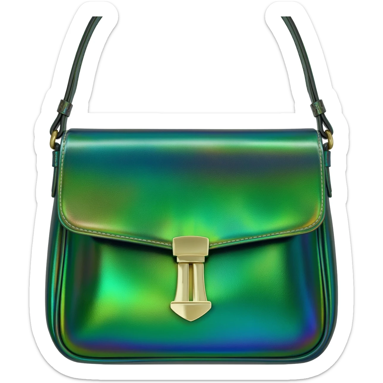 Hyperrealistic highly detailed colorful shimmeringBrahmin Shea Green iridescent Lulia Leather Crossbody sticker