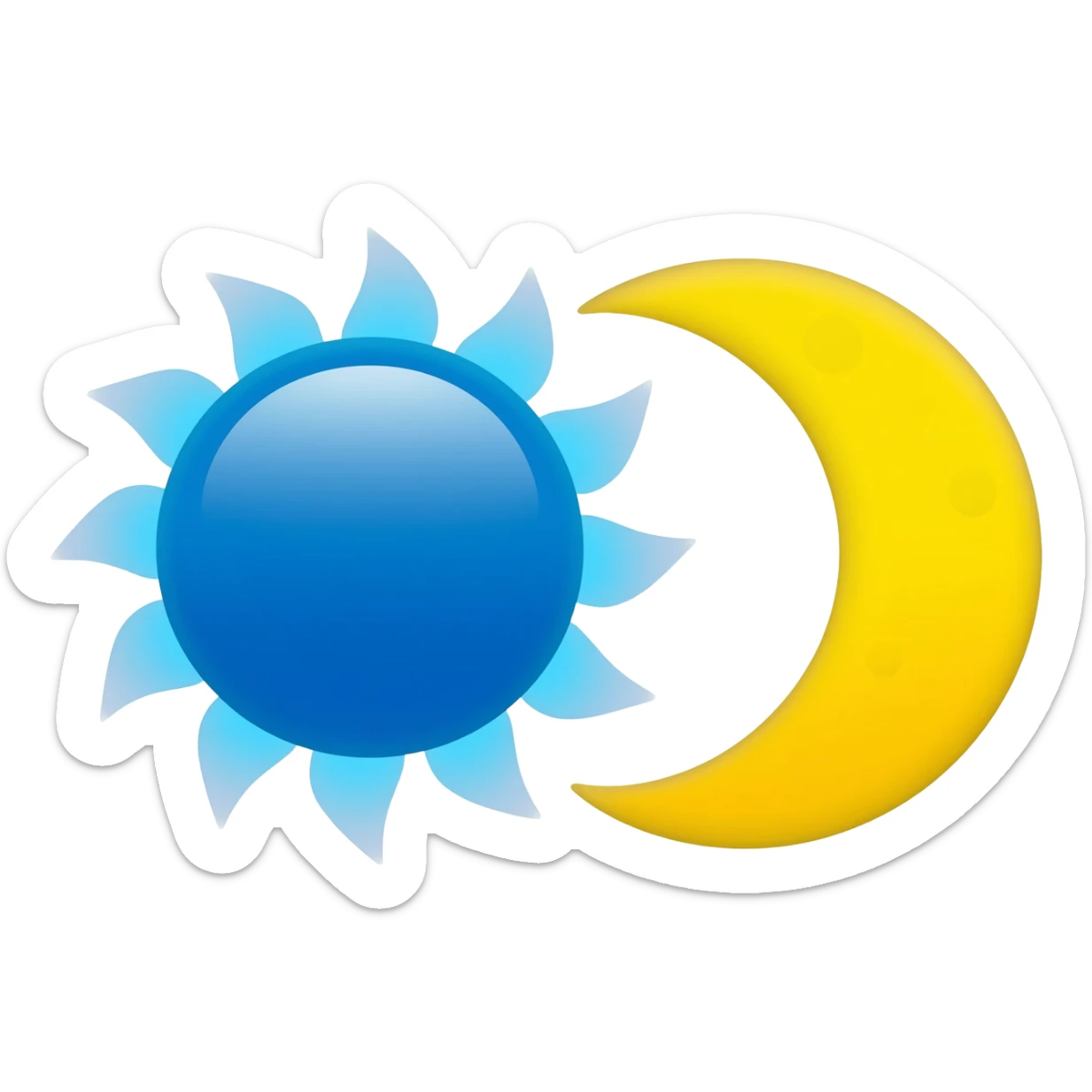 Blue yellow sun moon sticker