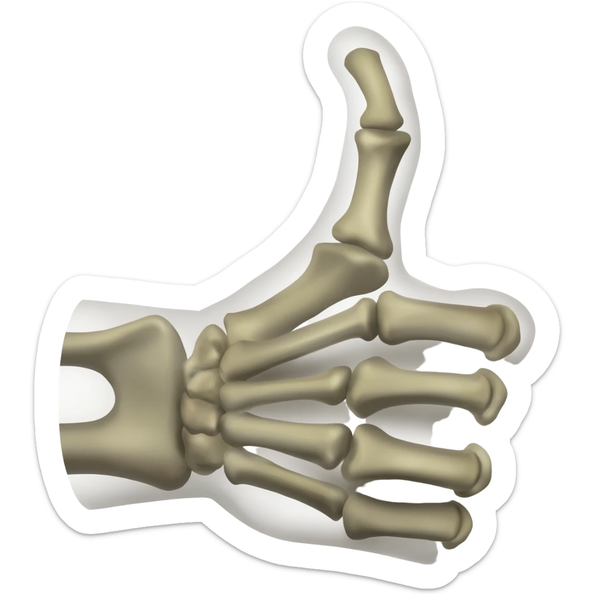 A skeleton hand thumbs up sticker