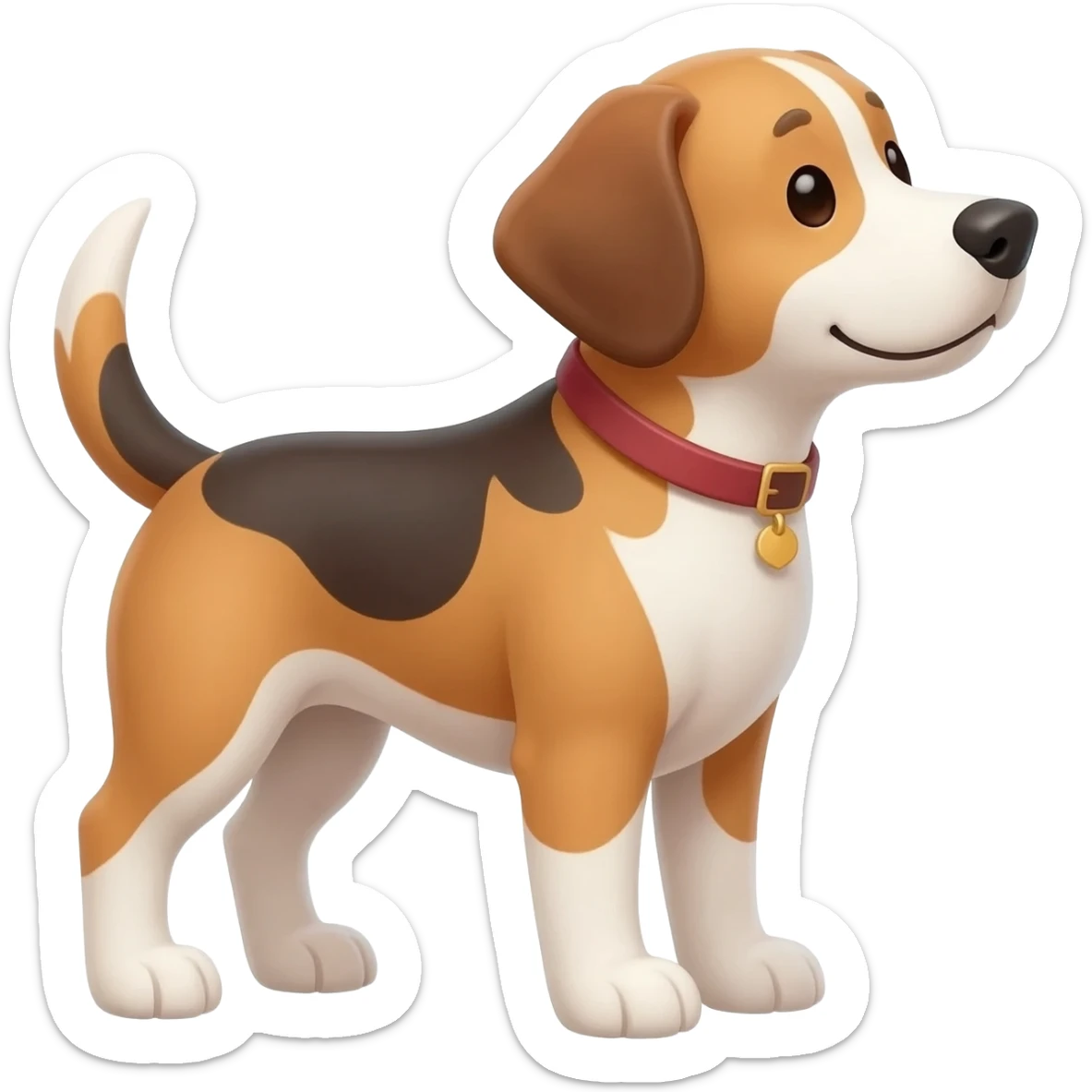 the dog looks contentedly to the right sticker