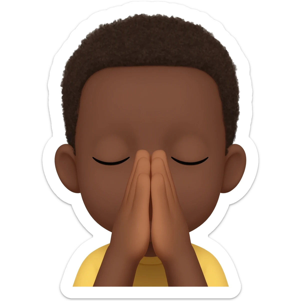 amen praying hands eyes closed black boy sticker