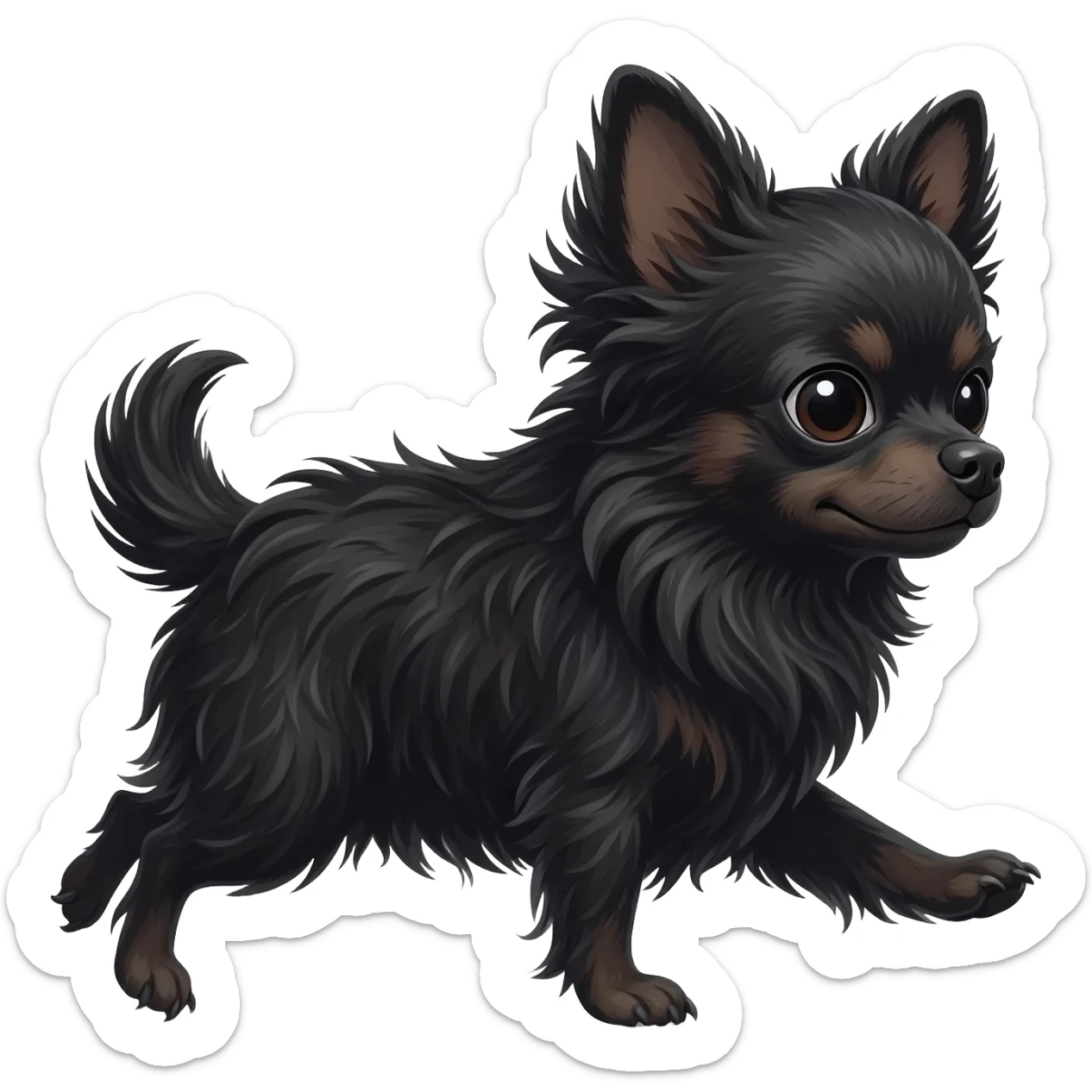 Bébé chihuahua noir marrant poil courut  prénom daisy sticker