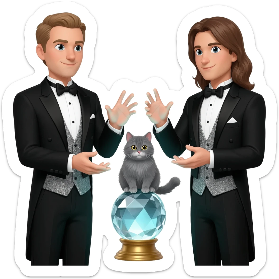 magician couple and their pet cat sticker