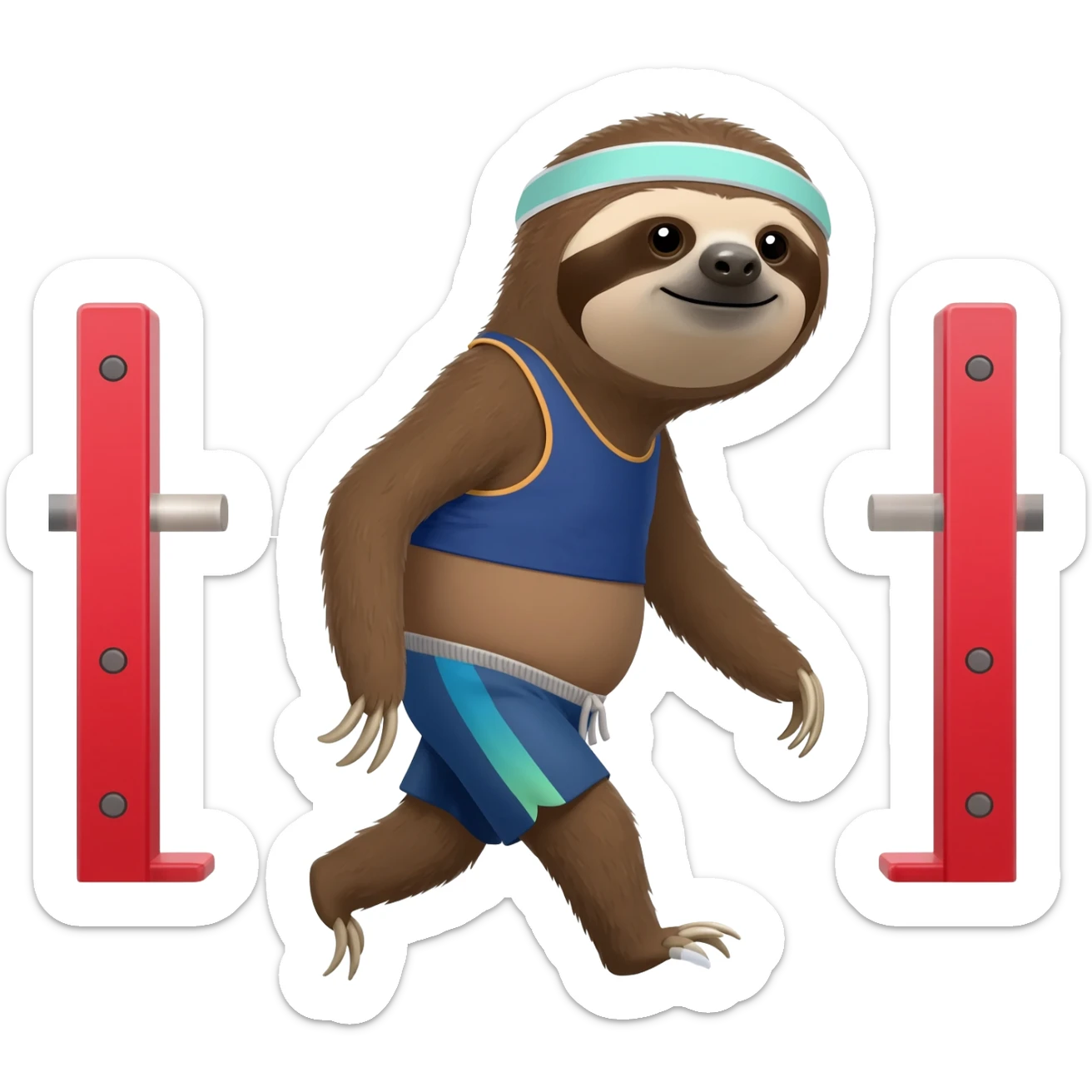 A sloth going to a gym sticker