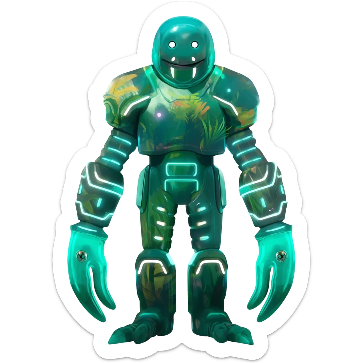 Tropical futuristic lush neon Fionbri-Vernid-creature (full body) sticker