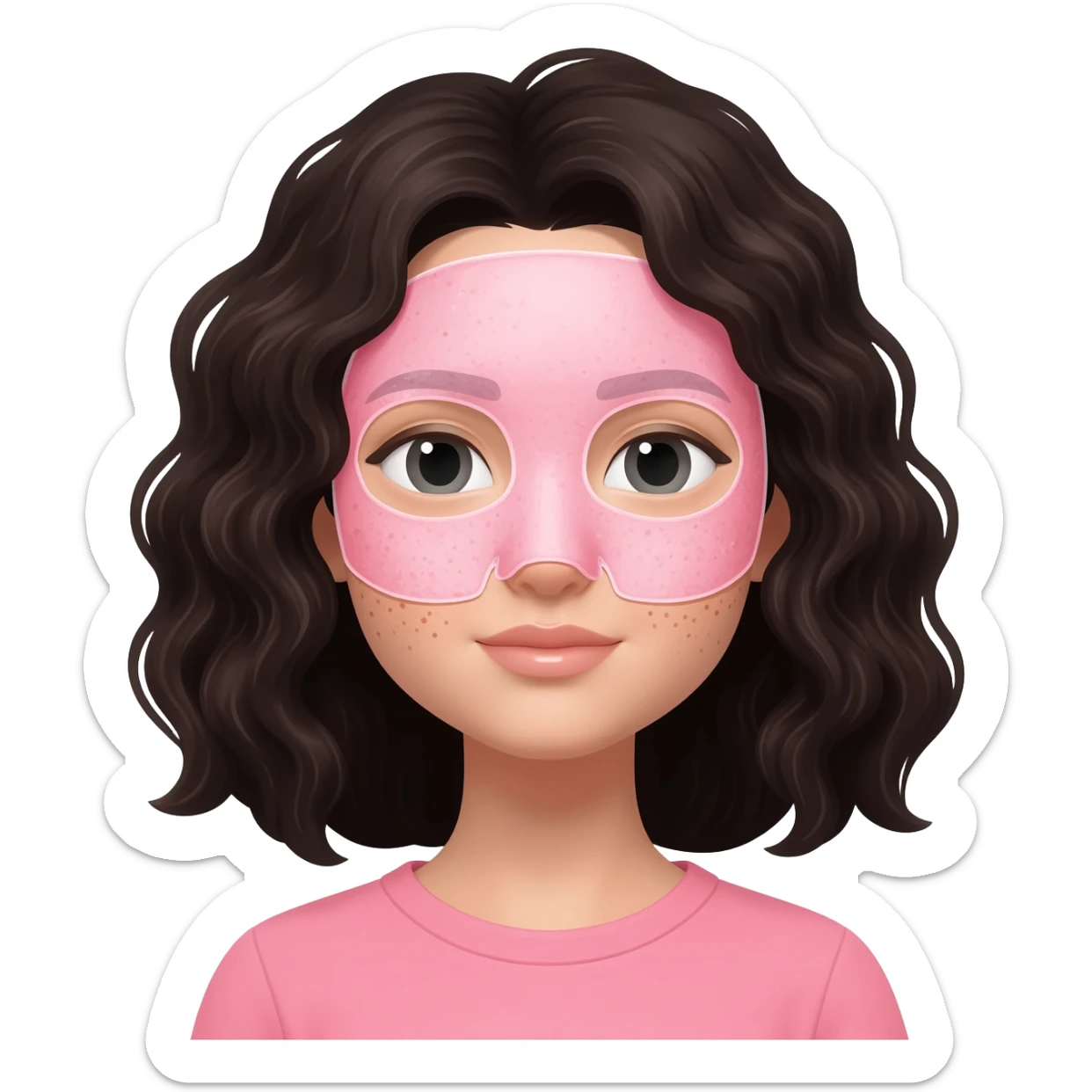 Quiero una chica con una mascarilla idratante rosa sticker