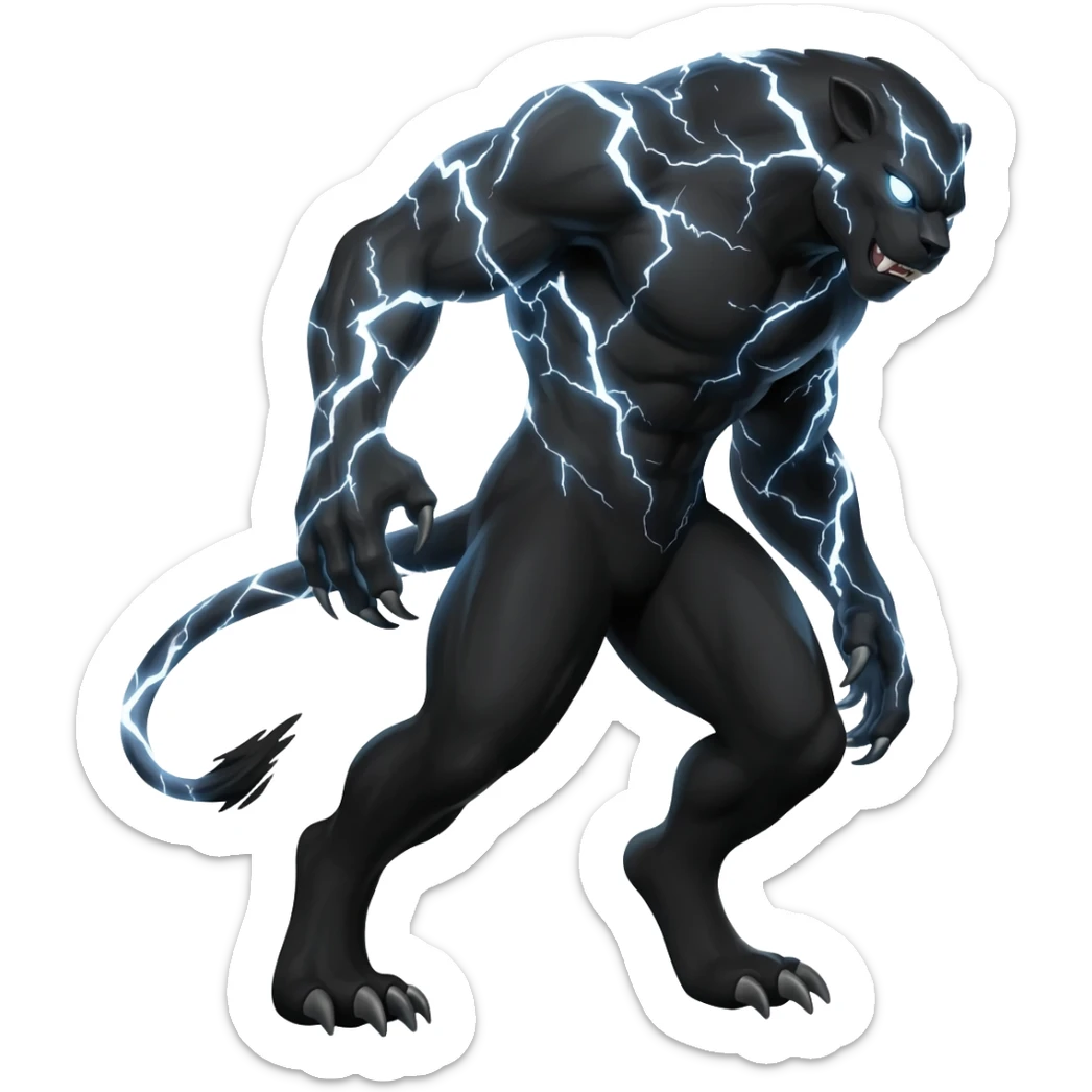 Lightning Beast with black lightning coming from it sticker
