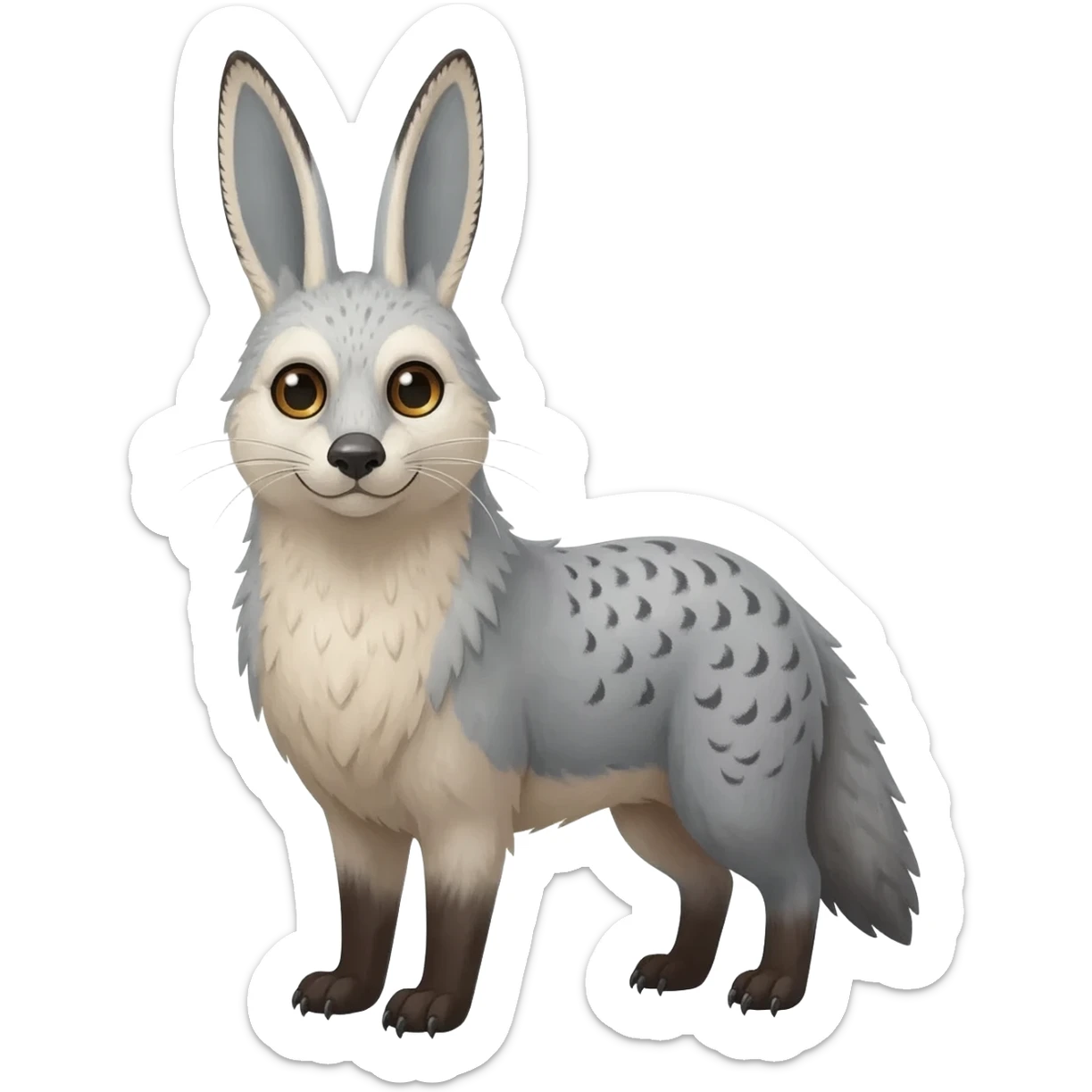 Ermine-Snowshoe-Hare-Arctic-Fox-Snowy-Owl-fusion-hybrid sticker