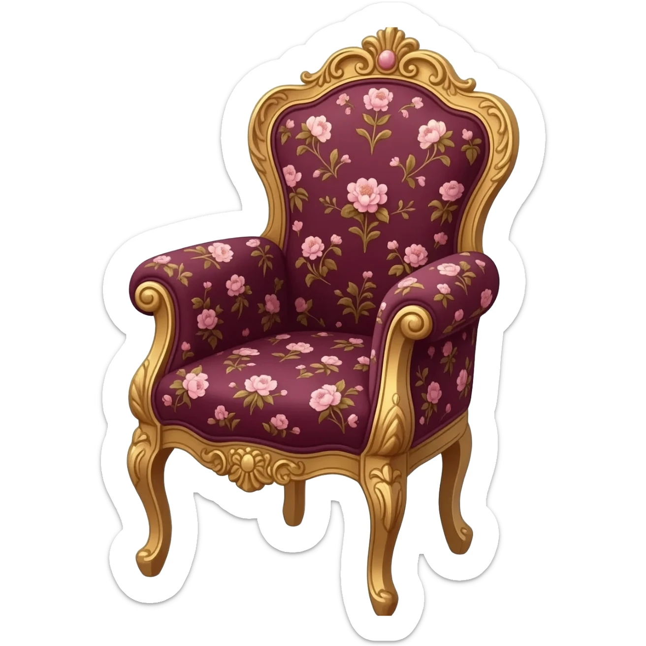 vintage rococo maroon dainty floral chair sticker