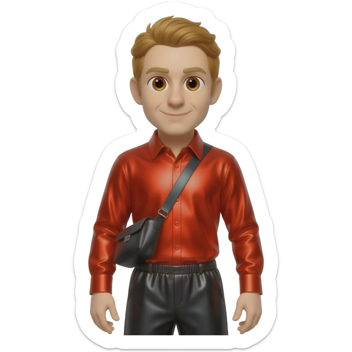 Murray Cook from The Wiggles with brown eyes, golden brown hair, red metallic shirt, black metallic baggy pants sticker