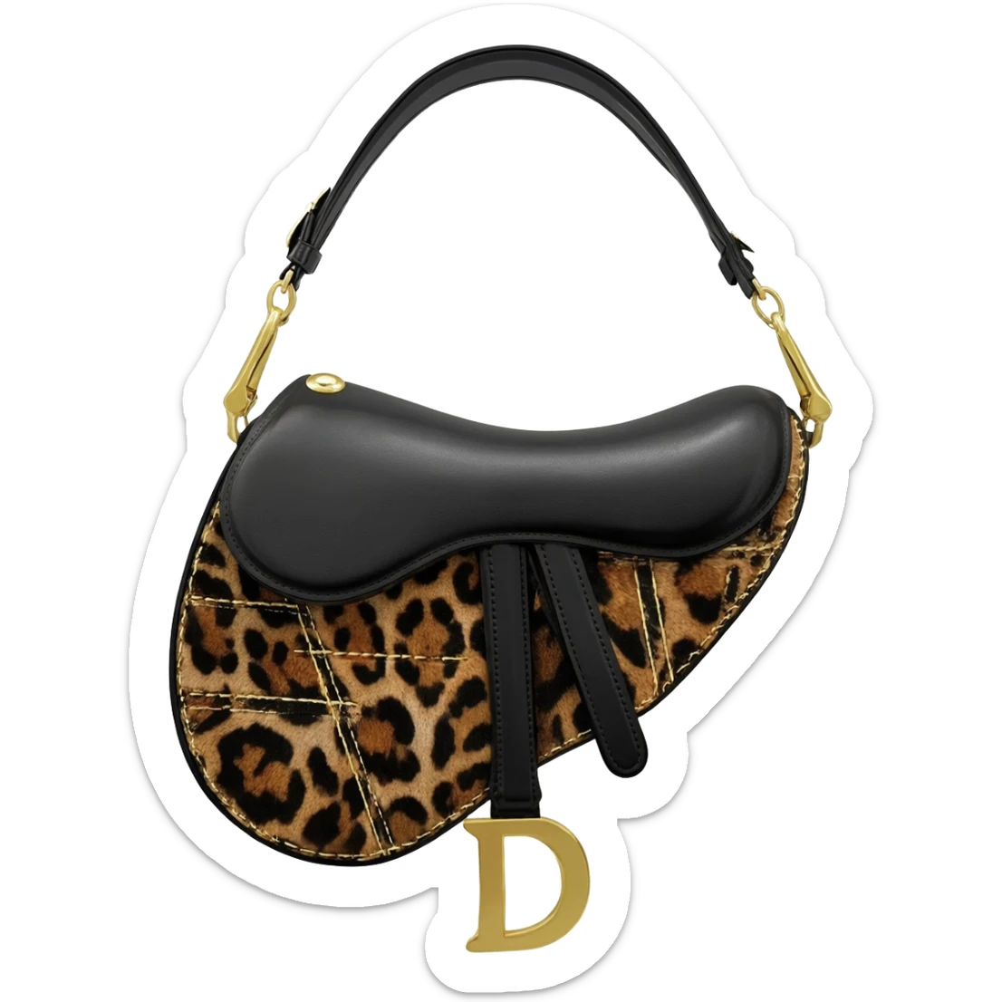 dior leopard design saddle bag sticker