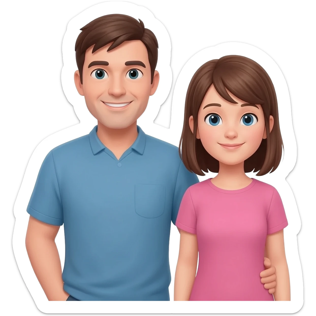 Papa mama and me as a girl brown hair I am taller than my mum a bit sticker