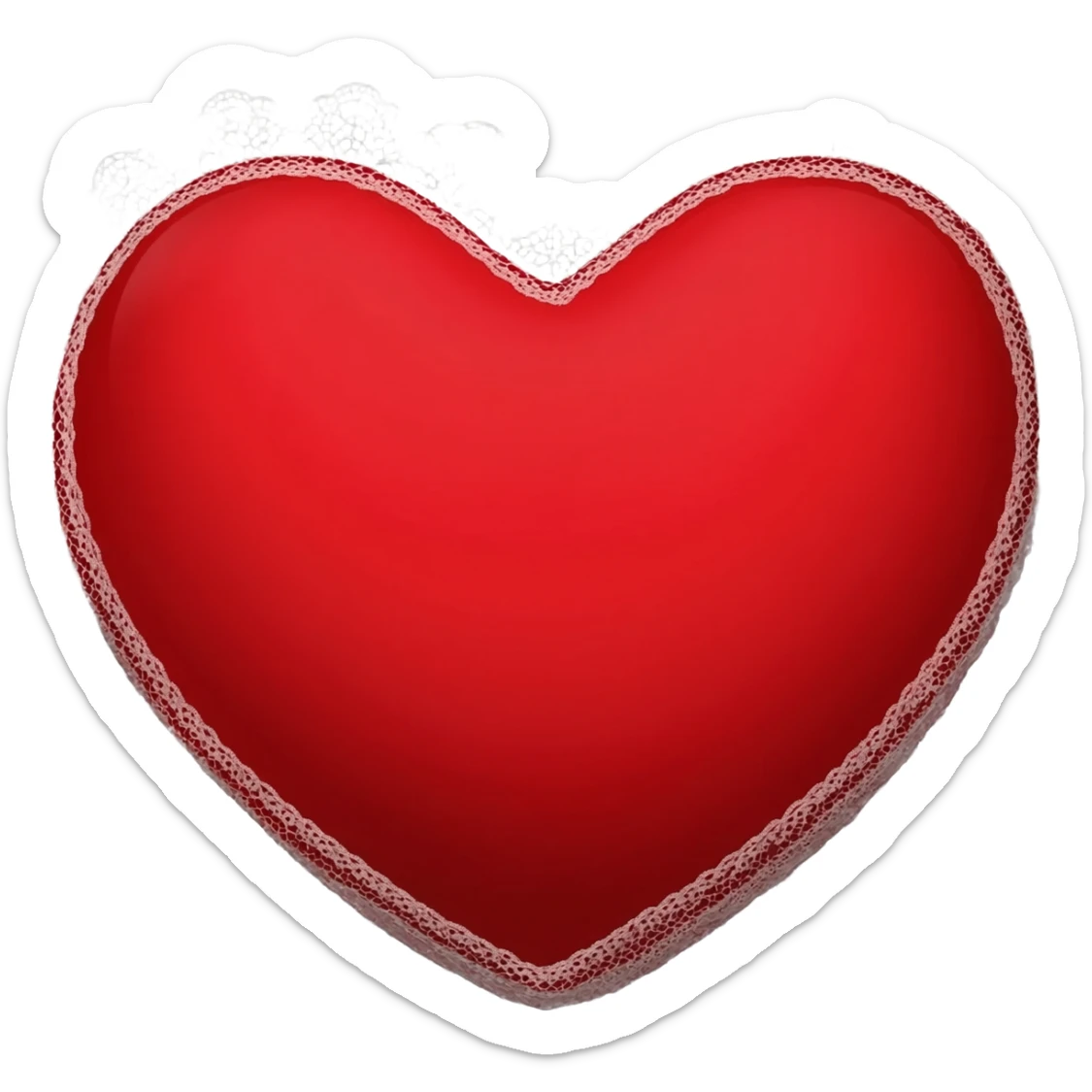 red heart with white lace trim sticker