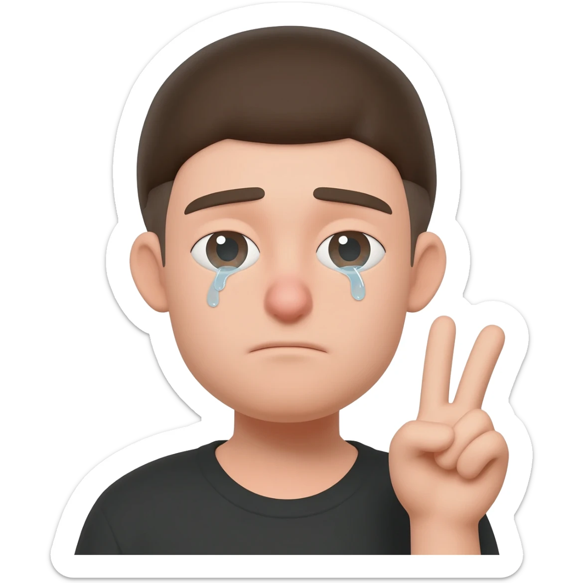 Fais un émoji qui pleure en faisant le signe avec les mains sticker