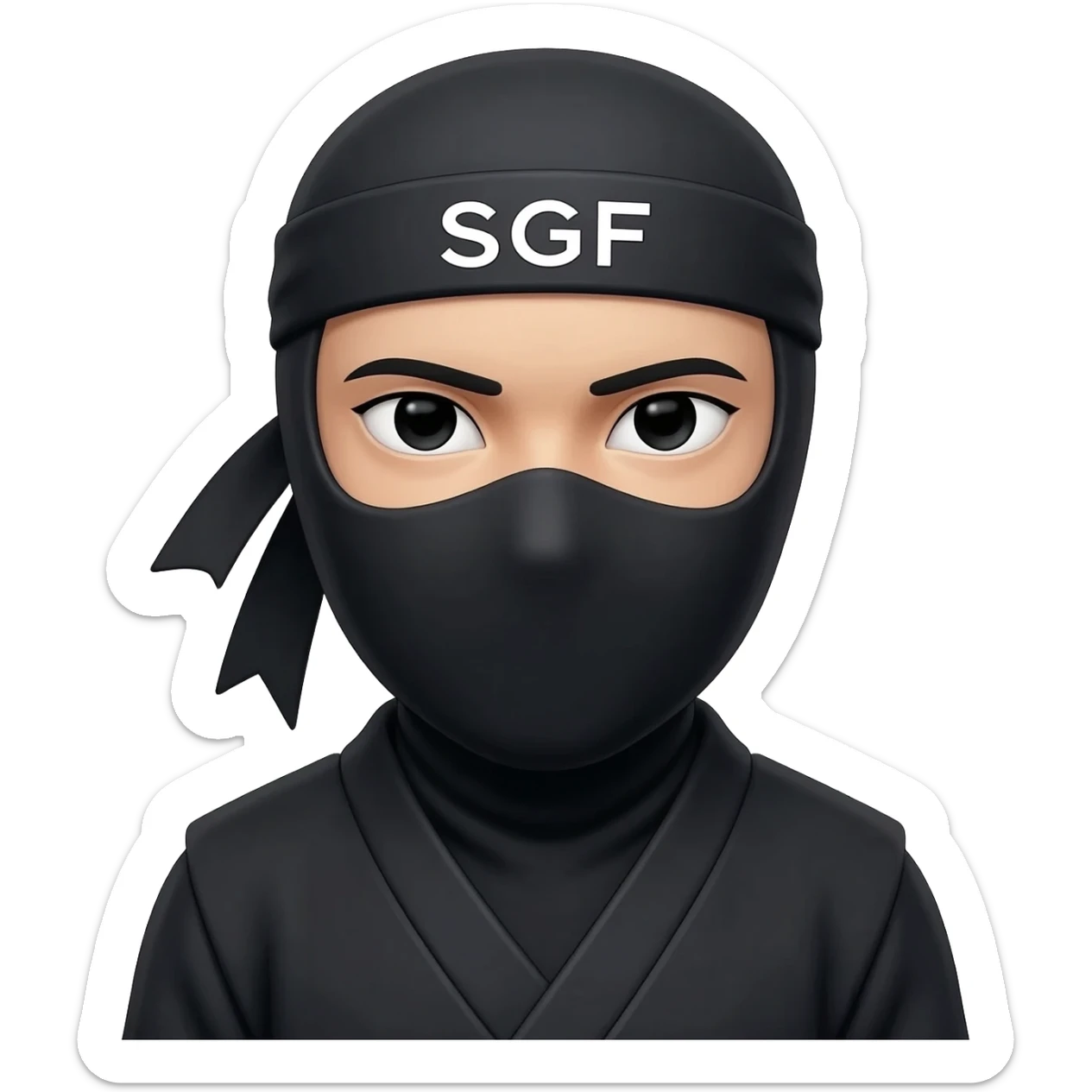 iphpme Black Ninja emoji with SGF written on headband sticker