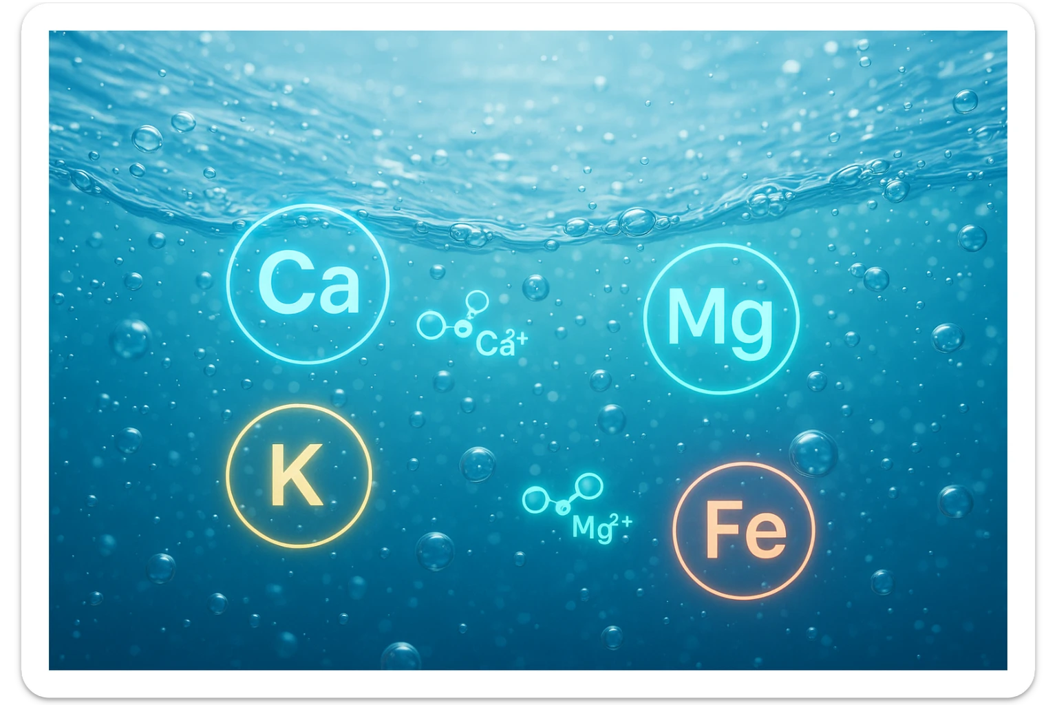focus sull'acqua a tutto schermo e i micronutrienti contenuti in essa sticker