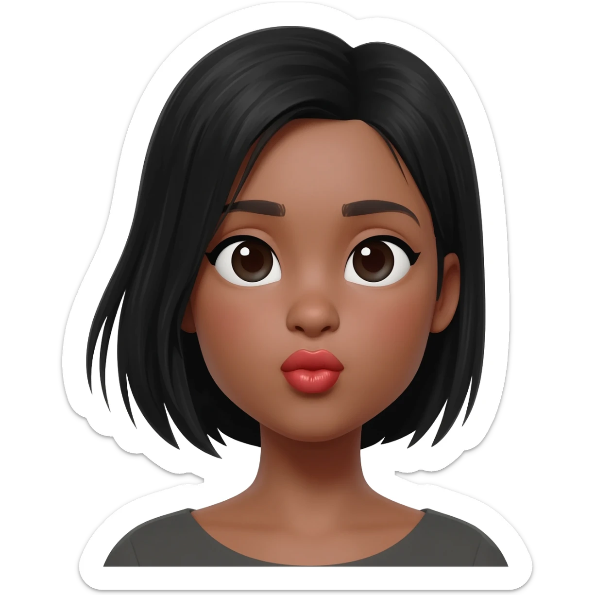 girl with black hair blowing a kiss sticker